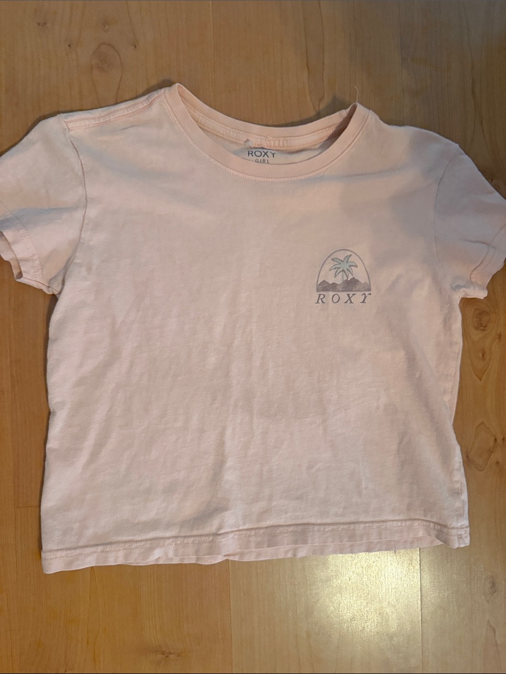 Roxy Light Pink Tee with Mint Palm Graphic - Picture 2 of 5